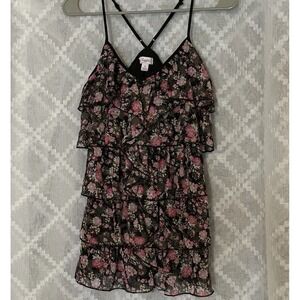 Candie's Women's Small Cami Floral Tiered Layered Boho‎ Whimsigoth Dark Fairy